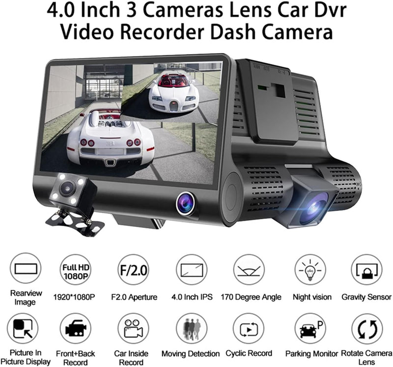 📷 Cámara para Auto DVR HD 3 Lentes Full HD 📷