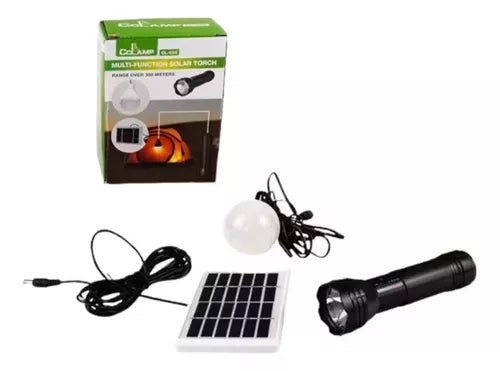 SUPER COMBO 🔦☀️ Linterna y Bombillo Recargables + Panel Solar